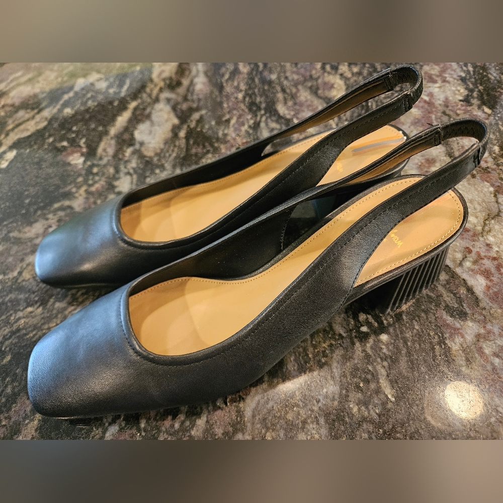 Sam Edelman Toren Black Leather Heels, Size 9